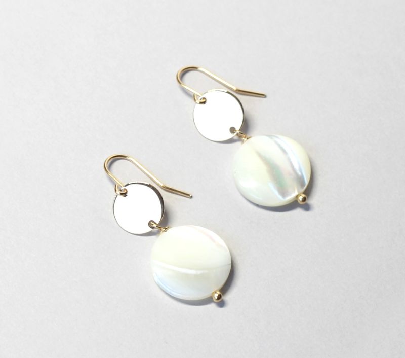 Mother of Pearl White Disc Earrings Ireland