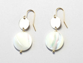 Mother of Pearl White Disc Earrings