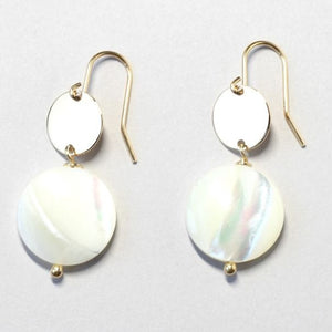 Mother of Pearl White Disc Earrings