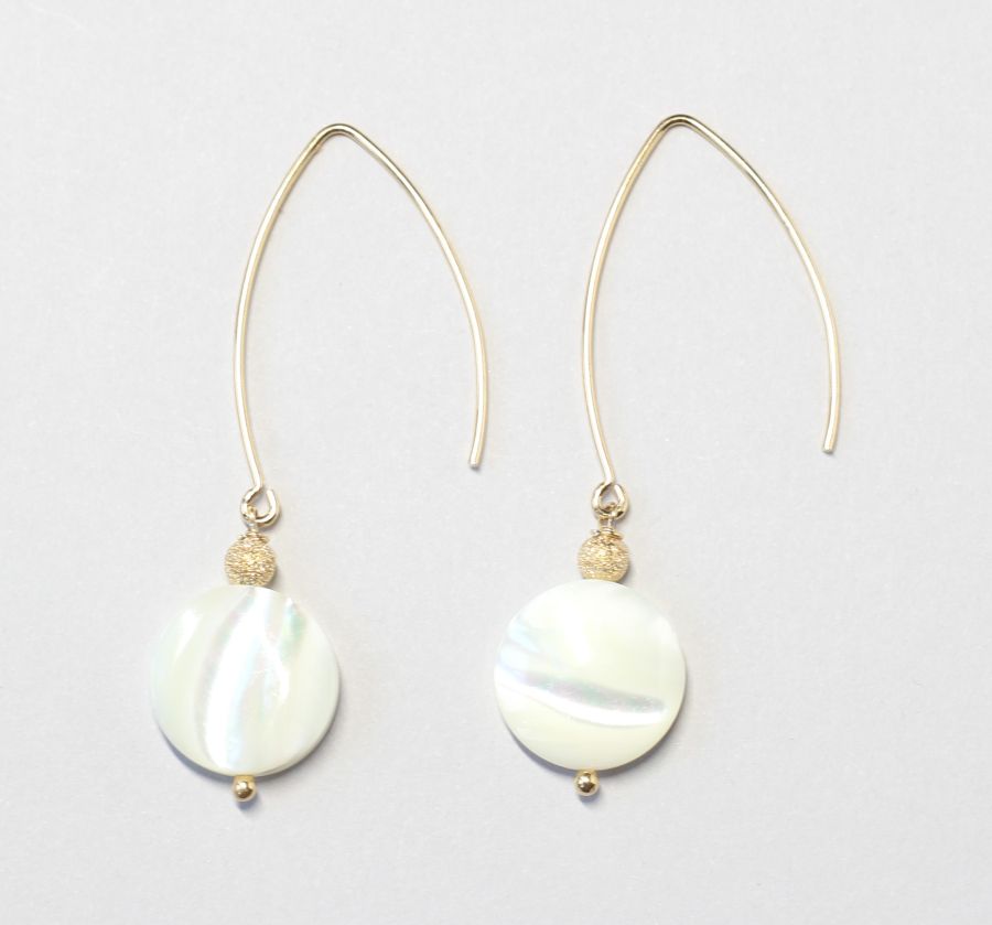 mother of pearl white gold earrings