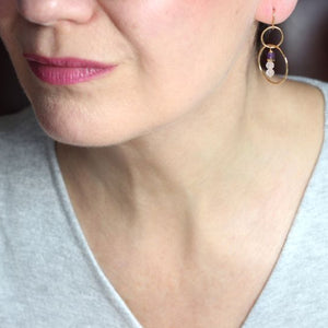 rose quartz hoop earrings model