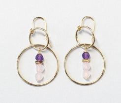 rose quartz hoop earrings