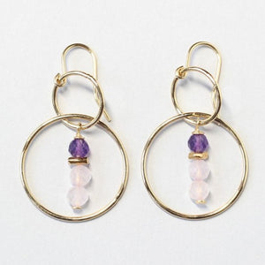 rose quartz hoop earrings