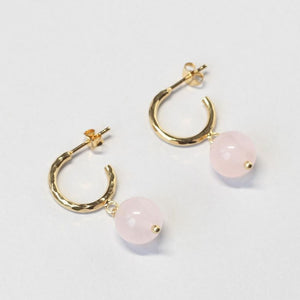 rose quartz hoops ILgemstones
