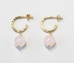 rose quartz hoops