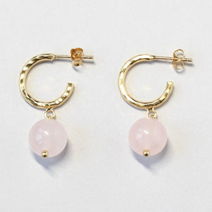rose quartz hoops
