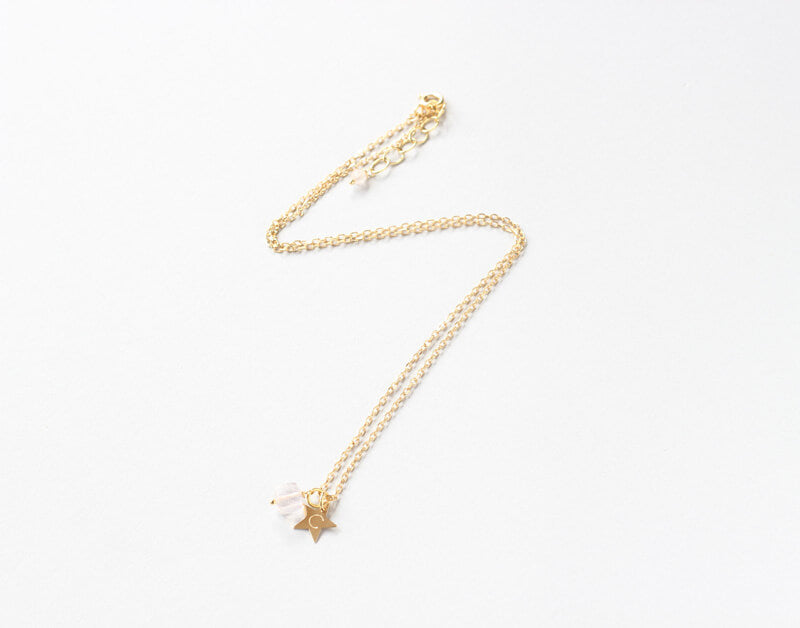 personalised necklace rose quartz gold