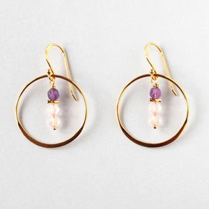 rose quartz hoop earrings ILgemstones