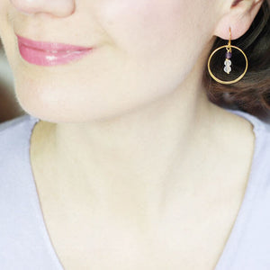rose quartz hoop earrings styled