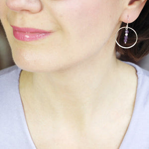 amethyst hoop earrings styled