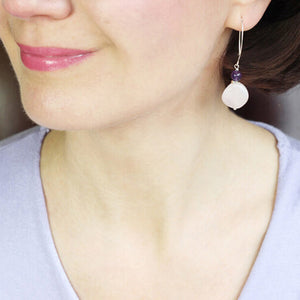 amethyst rose quartz coin earrings styled