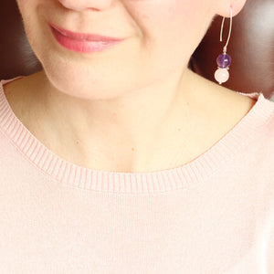 amethyst rose quartz earrings model