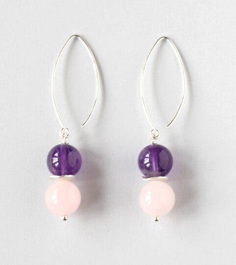 amethyst rose quartz earrings