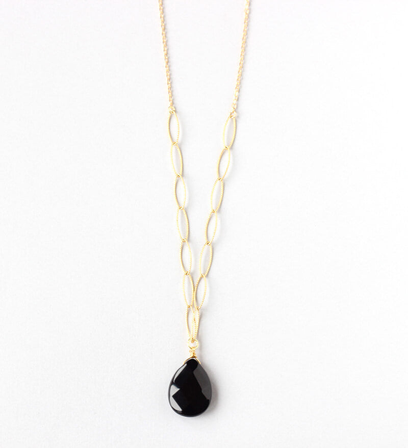 black onyx delicate necklace