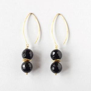 black onyx gold earrings