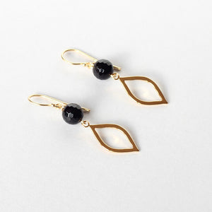 black onyx gold marquise earrings Ireland