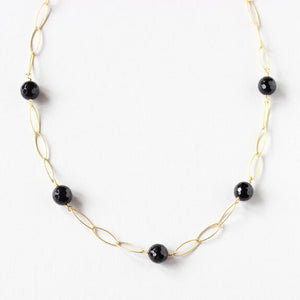 black onyx gold necklace Ilgemstones