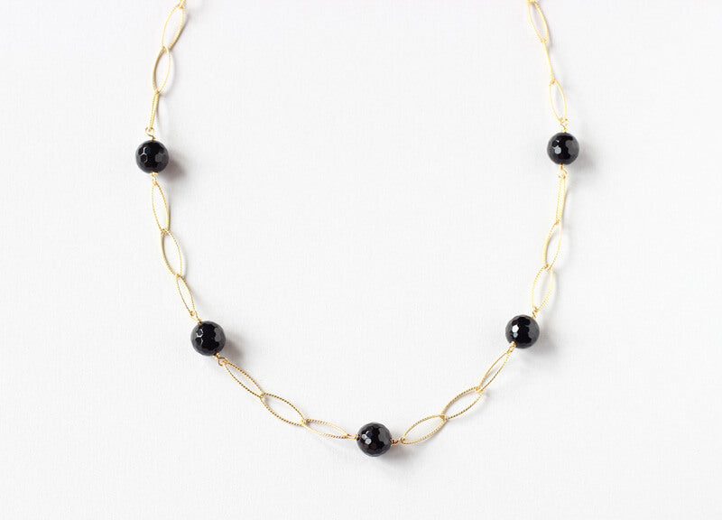 black onyx gold necklace Ilgemstones