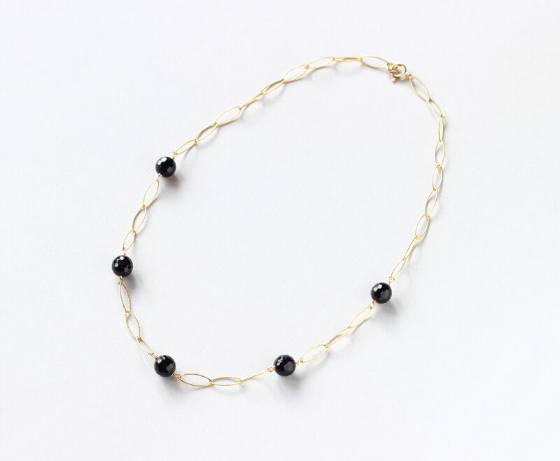 Black Onyx Gold Necklace