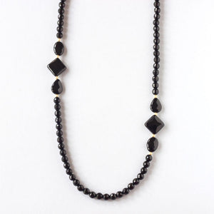 black onyx long necklace