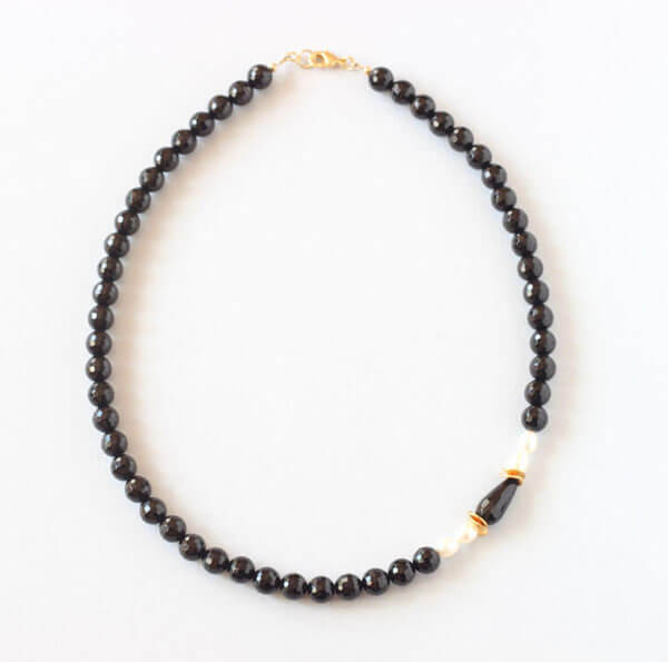 Black Onyx Pearl Necklace - ILgemstones