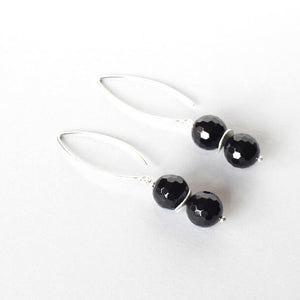 black onyx silver earrings ILgemstones
