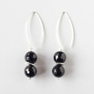 black onyx silver earrings
