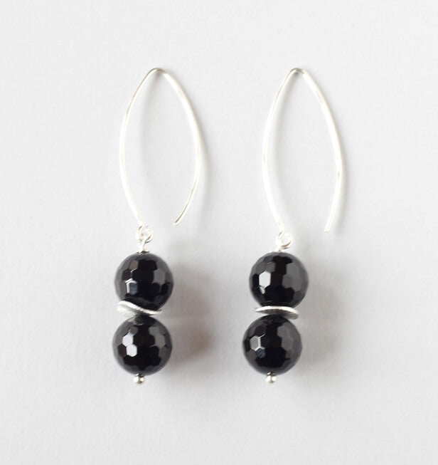 black onyx silver earrings