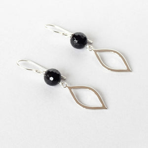 black onyx silver marquise earrings Ireland