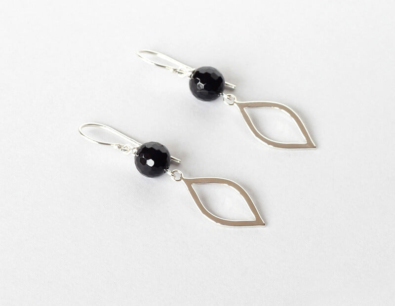 black onyx silver marquise earrings Ireland
