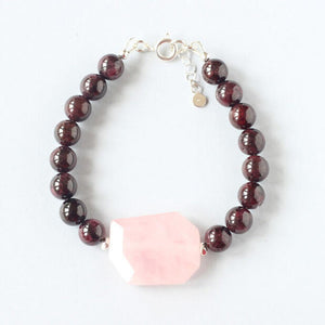garnet rose quartz bracelet