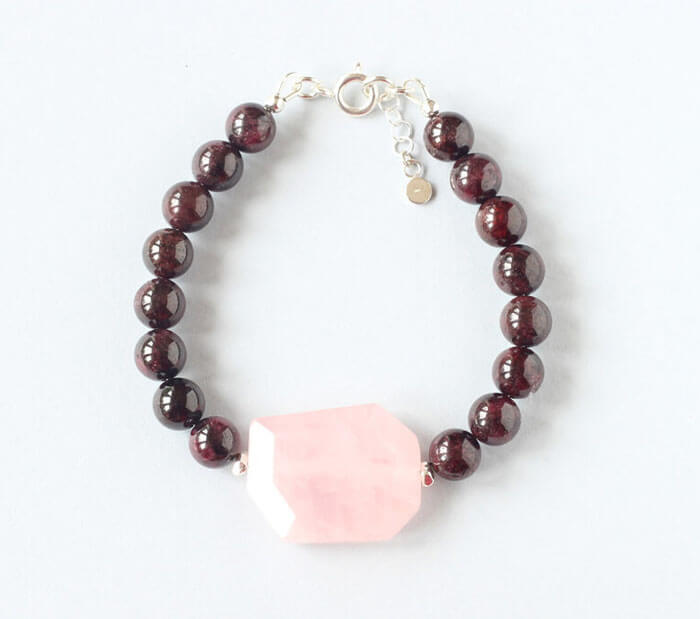 garnet rose quartz bracelet