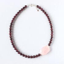 garnet rose quartz necklace