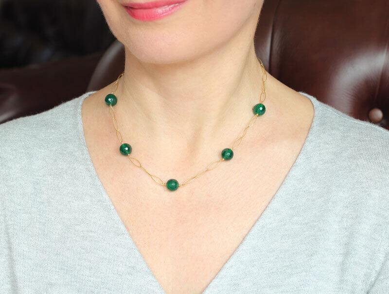 green agate chain necklace model