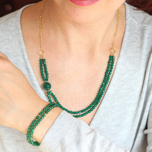 green agate double bracelet styled