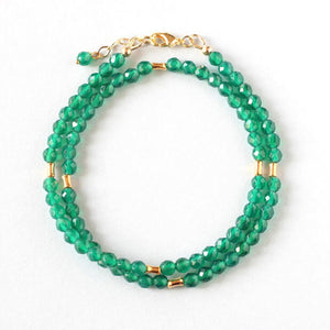 green agate double bracelet