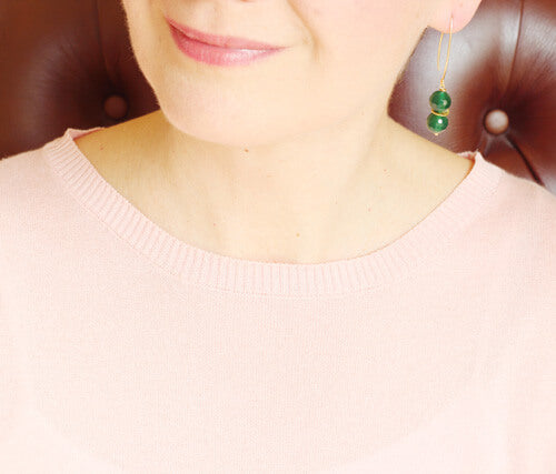 green agate earrings model