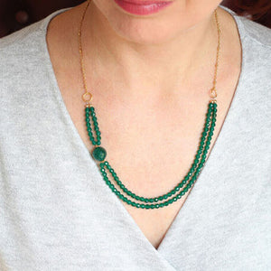 green agate gold chain necklace styled