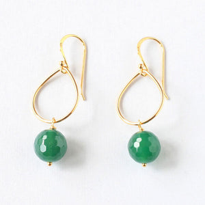 green agate hoop earrings