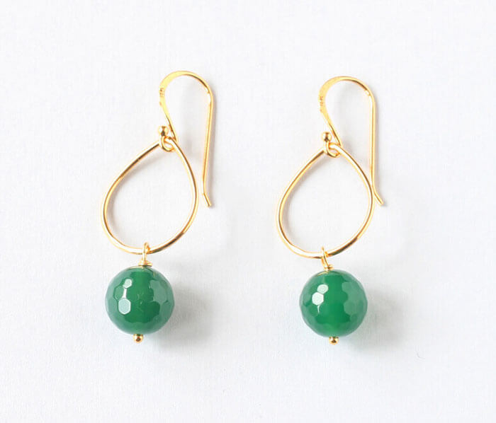 green agate hoop earrings