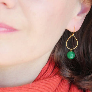 green agate hoop earrings styled