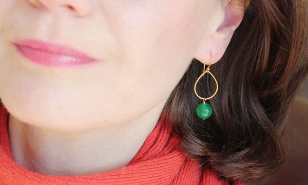 green agate hoop earrings styled