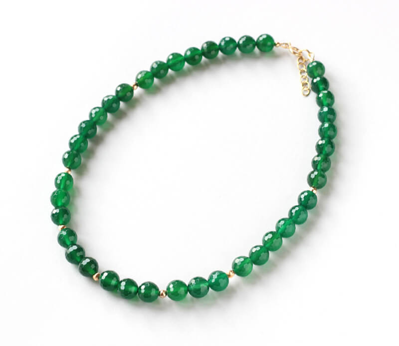 Gold Finish Kundan Polki & Green Agate Necklace Set Design by Hrisha Jewels  at Pernia's Pop Up Shop 2024
