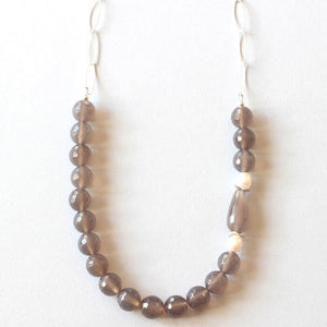 grey agate silver necklace