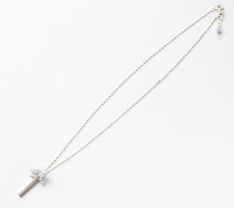 Labradorite silver delicate necklace full length