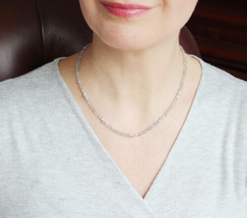 Labradorite silver necklace long length