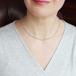Labradorite silver necklace short length