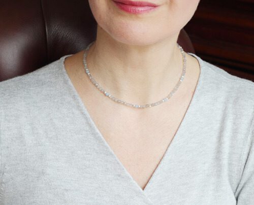 Labradorite silver necklace short length