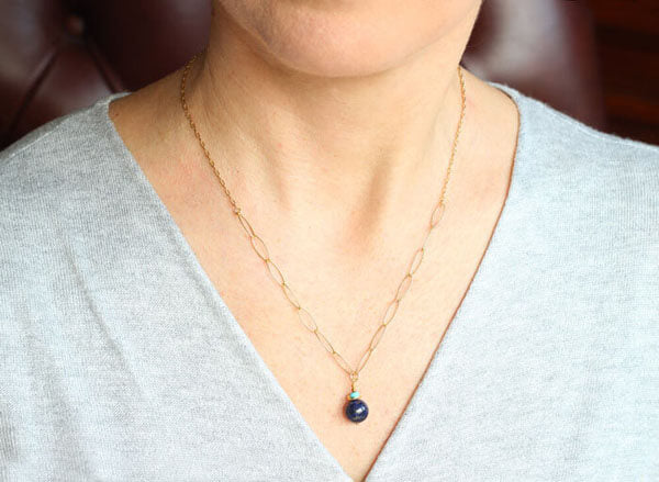 lapis lazuli delicate necklace styled