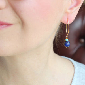 lapis lazuli gold earrings styled